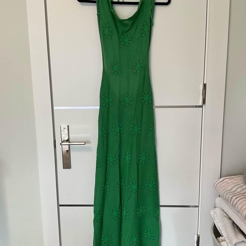 Green Floral-Embroidered Maxi Dress - Women - Picture 1 of 2